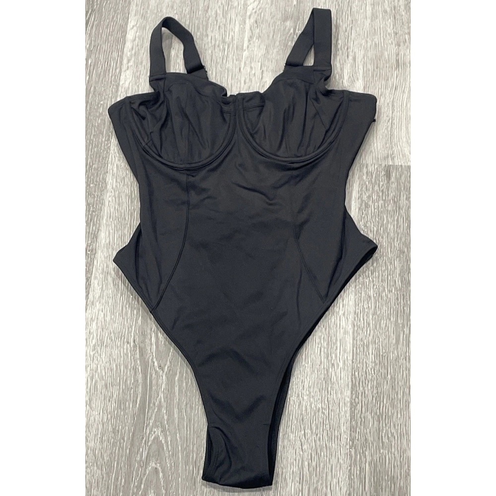 NWT TA3 Hi Cut Lifty Black Corset Contour Swimsuit Women's XL Reg/Long BC Cup